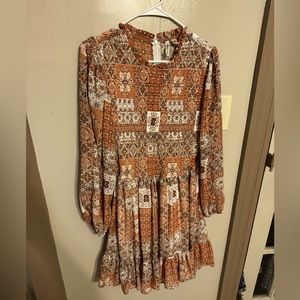 Versona Burnt Orange Long sleeve Dress